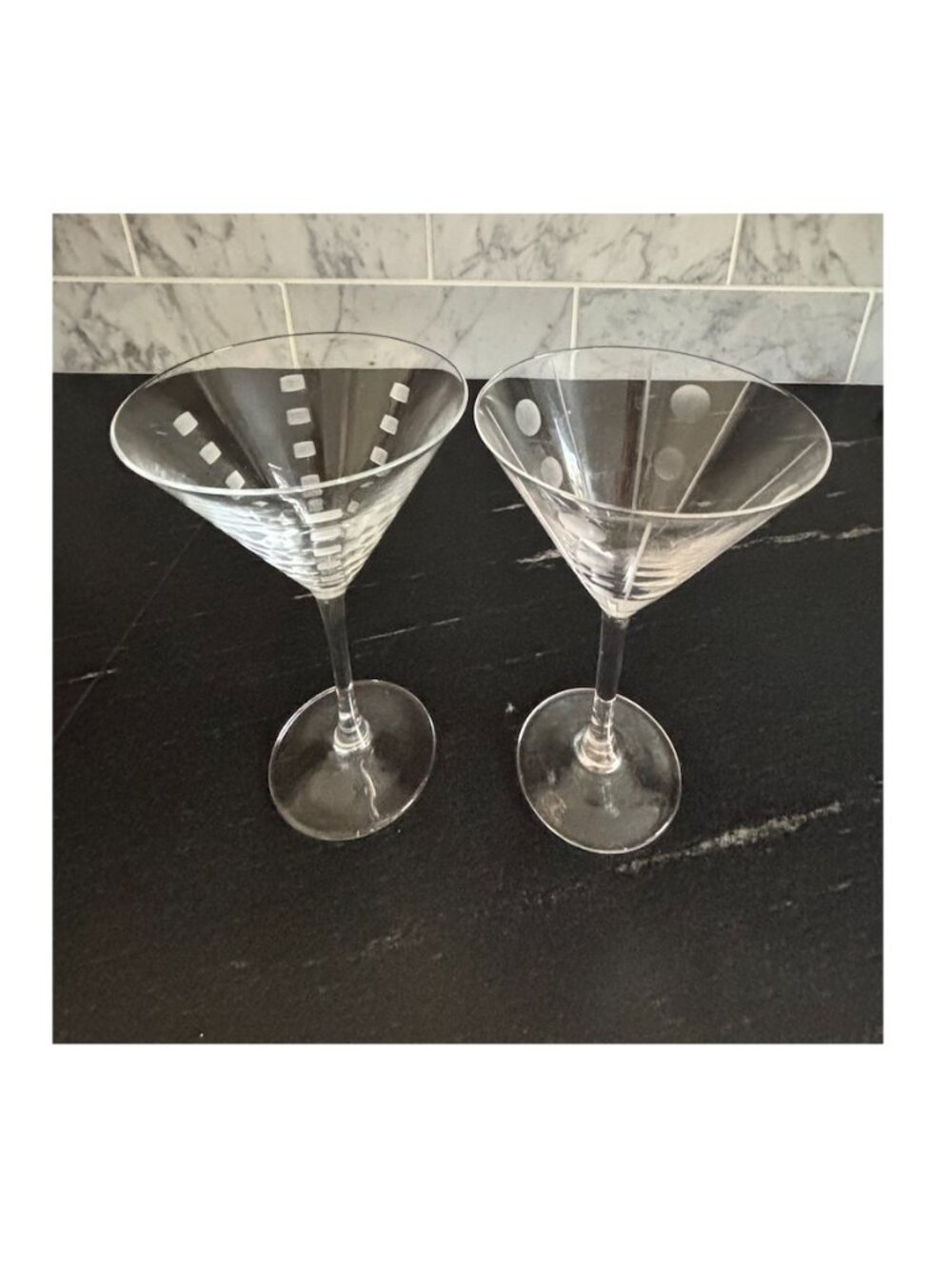 Mikasa Cheers Set of 2 Etched Crystal Martini Glasses